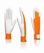 assembly work gloves goatskin leather cotton back velcro multi view