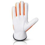 high visibility assembly work gloves goatskin reflective front view