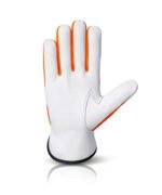 high visibility assembly work gloves goatskin reflective front view