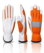 high visibility assembly work gloves goatskin reflective multi view