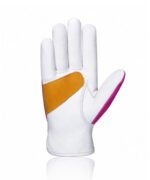 high visibility pink assembly work gloves front view goatskin leather