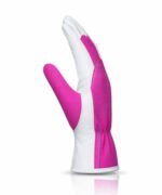 high visibility pink assembly work gloves side view goatskin leather