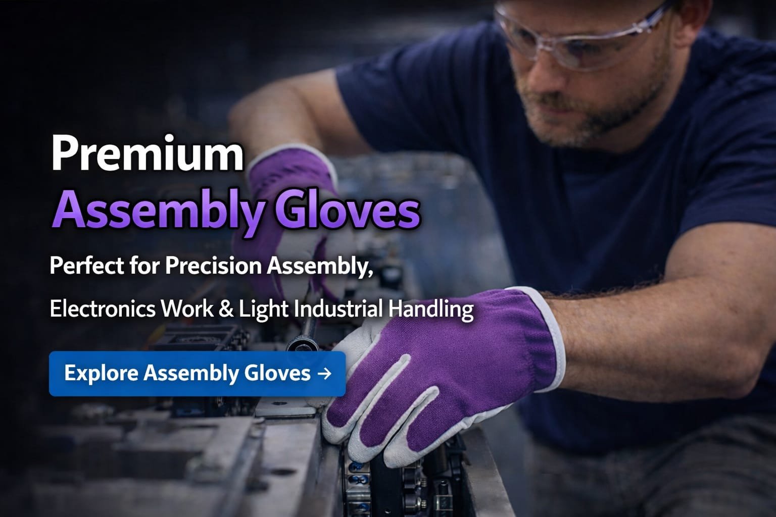 Premium assembly work gloves used for precision assembly, electronics work and light industrial handling