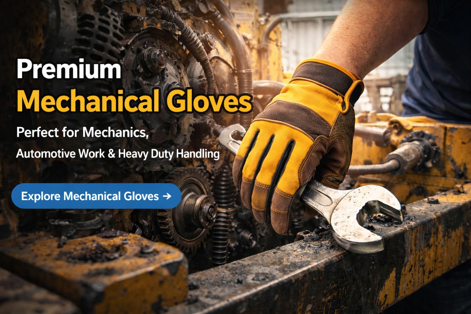 Premium mechanical work gloves for mechanics, automotive repair and heavy machinery handling