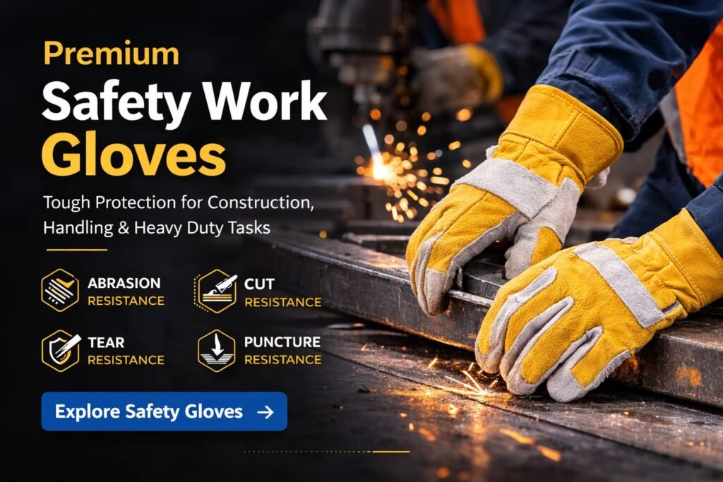 Premium safety work gloves for construction, industrial handling and heavy duty protection