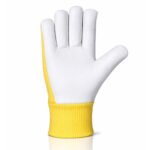 sheepskin assembly work gloves with knitted safety cuff front view
