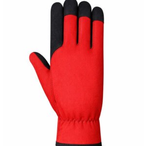 synthetic leather assembly work gloves back view with breathable stretch fabric and elasticized wrist