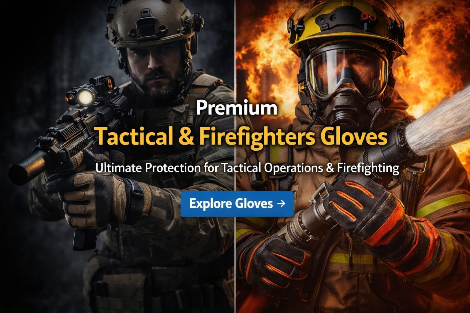 Premium tactical and firefighters gloves for emergency response and firefighting operations