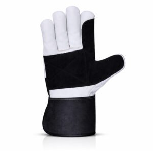 Canadian rigger gloves cowhide leather double palm black front view