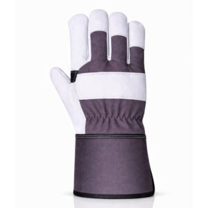 Canadian rigger gloves cowhide leather reinforced thumb safety cuff back view