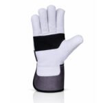 Canadian rigger gloves cowhide leather reinforced palm safety cuff front view