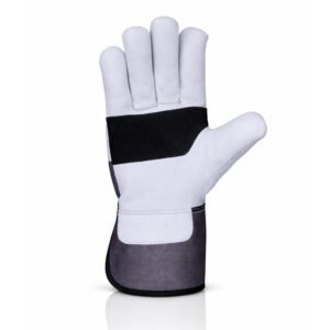 Canadian rigger gloves cowhide leather reinforced palm safety cuff front view