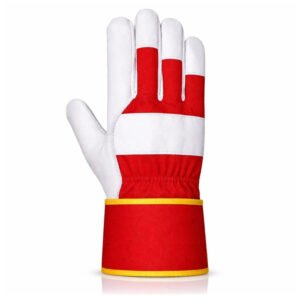 Canadian rigger gloves cowhide double palm fabric back orange