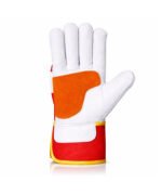 Canadian Rigger Gloves Cowhide Double Palm Front View Orange