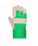Canadian Rigger Gloves Split Cowhide Green Back View
