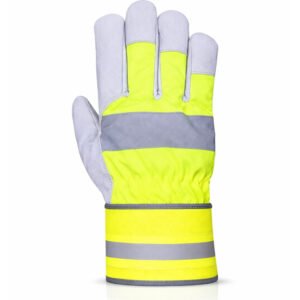 hi vis canadian rigger gloves cowhide reflective back safety cuff