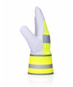 Hi Vis Canadian Rigger Gloves Cowhide Reflective Safety Cuff Side View