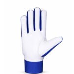 blue sheepskin leather assembly work gloves front view with leather palm and velcro wrist closure