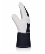 Canadian Rigger Gloves Split Cowhide White Black Denim Cuff Multi View