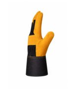 Canadian Rigger Gloves Yellow Black Split Cowhide Leather Long Safety Cuff Side View