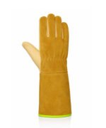 Buffalo Grain Leather Welding Gloves Long Cuff Back View