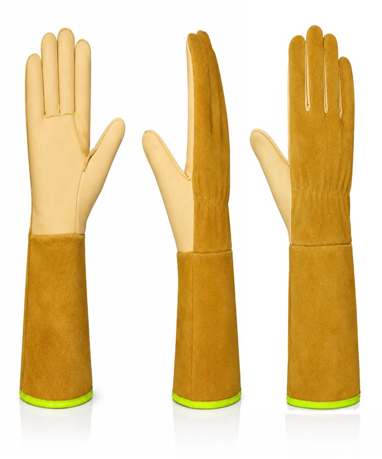 Buffalo Grain Leather Welding Gloves Long Cuff Multi View Multi-view of buffalo grain leather welding gloves with long protective cuff