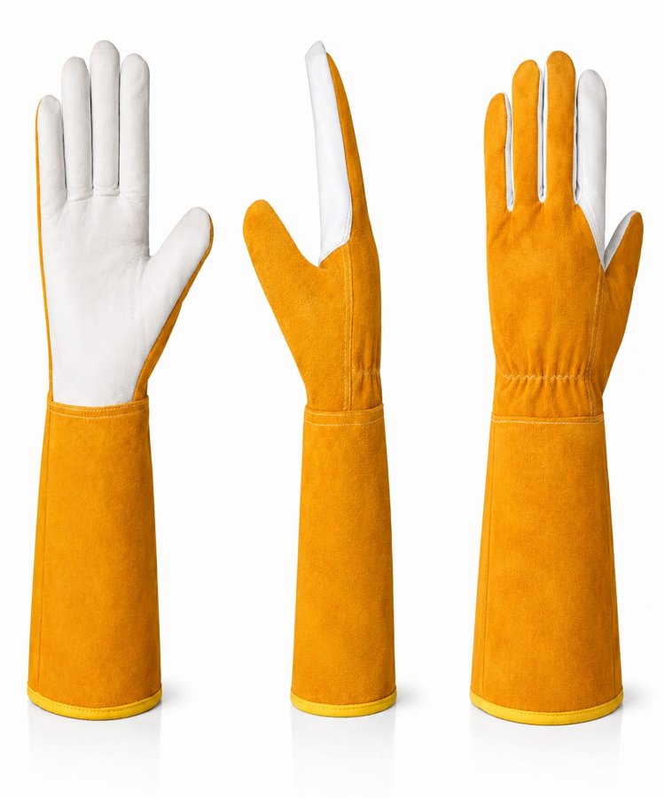 Cowhide Grain Leather Welding Gloves Split Cuff Multi View Cowhide grain leather welding gloves multi view showing front side and back profile