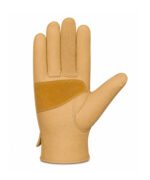 Cow Grain Leather Driver Gloves with Split Palm Patch Button Wrist - Front View