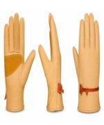 Cow Grain Leather Driver Gloves with Split Palm Patch Button Wrist - Multi View