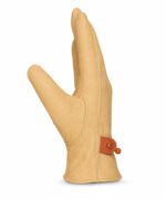 Cow Grain Leather Driver Gloves with Split Palm Patch Button Wrist - Side View