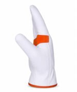 Orange Goat Grain Leather Driver Gloves Side View