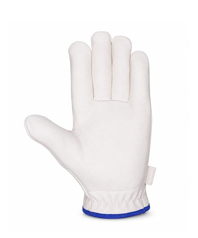 Dyed Grain Leather Driver Gloves Front View Front view of dyed grain leather driver gloves with hook and loop cuff