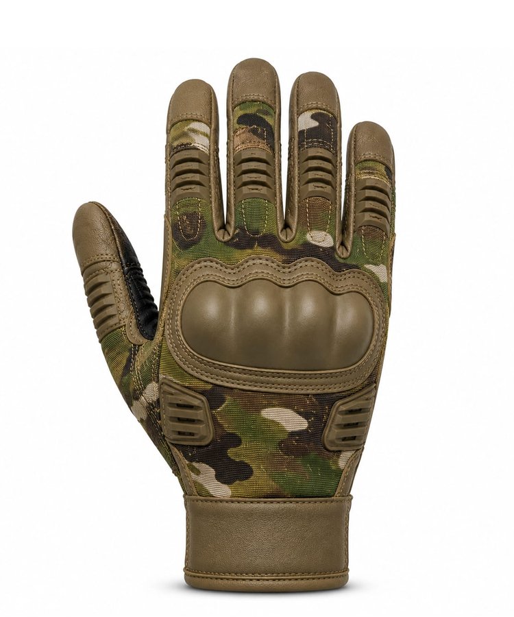 Elite Camouflage Combat Tactical Gloves Back View Elite camouflage combat tactical gloves back view with hard knuckle protection and reinforced finger guards