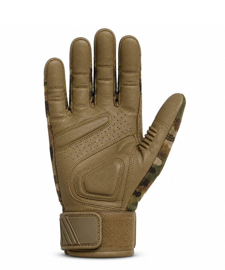 Elite Camouflage Combat Tactical Gloves Front View Elite camouflage combat tactical gloves front view with reinforced palm grip zones and ergonomic tactical construction