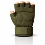 Fingerless tactical combat gloves front view with reinforced palm and ergonomic fingerless design
