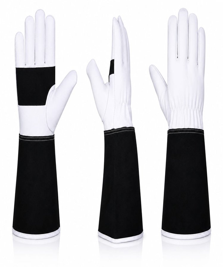 Goat Grain Leather Welding Gloves Black Cuff Multi View Multi-view of premium goat grain leather welding gloves with black split leather welding cuff