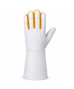 Goat Grain Leather Welding Gloves Long Cuff Back View