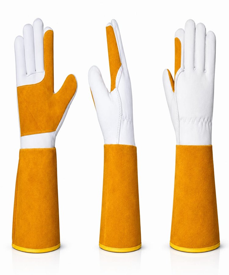 Goat Grain Leather Welding Gloves Reinforced Palm Multi View Multi view of goat grain leather welding gloves with reinforced palm protection and extended split leather cuff