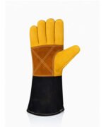 Heavy Duty Split Leather Welding Gloves Black Cuff Front View