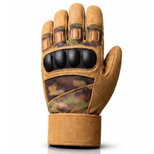 Heavy Duty Tactical Military Gloves back view with hard-shell knuckle protection and reinforced finger guards.