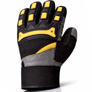 Impact Resistant Mechanical Work Gloves Back View with TPR knuckle protection and reinforced backhand design