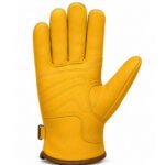 Premium deerskin driver gloves front view with adjustable buckle strap and reinforced palm design