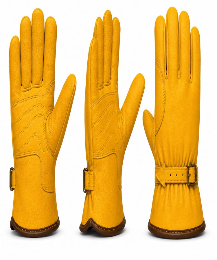 Premium Deerskin Driver Gloves Multi View Premium deerskin driver gloves with adjustable buckle strap multi view showing front side and back profiles
