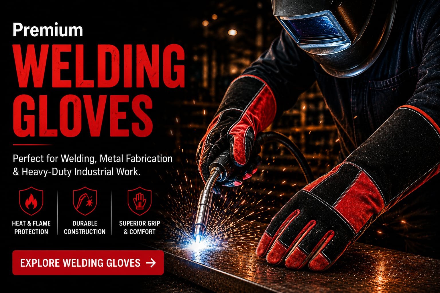 Premium welding gloves designed for MIG, TIG, ARC and industrial welding applications manufactured by Samar & Sons.