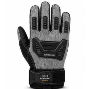 Professional Cut Resistant Tactical Gloves Level 5 Back View with TPR Knuckle Protection