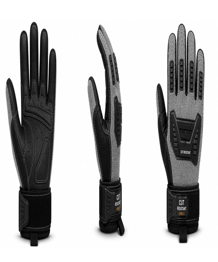Professional Cut Resistant Tactical Gloves Level 5 Multi View Professional Cut Resistant Tactical Gloves Level 5 Multi View Showing Front Side and Back Protection