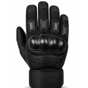 Professional hard knuckle tactical patrol gloves back view with molded knuckle protection and reinforced finger guards