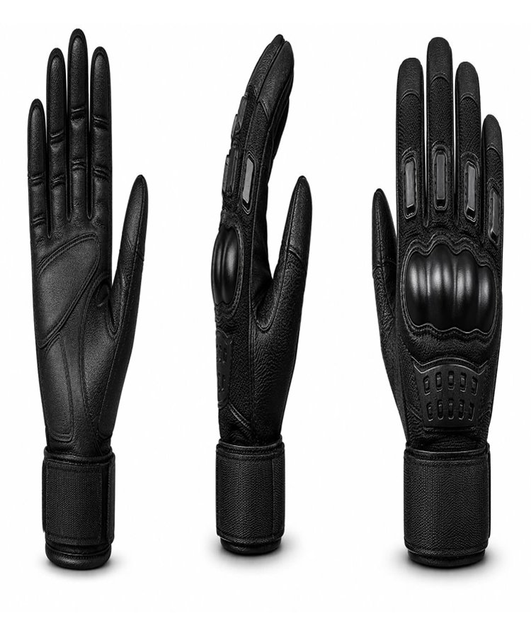 Professional Hard Knuckle Tactical Patrol Gloves Multi View Professional hard knuckle tactical patrol gloves multi view showing palm, side profile and backhand impact protection
