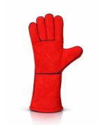 Red Split Leather Welding Gloves Front View
