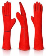 Red Split Leather Welding Gloves Multi View